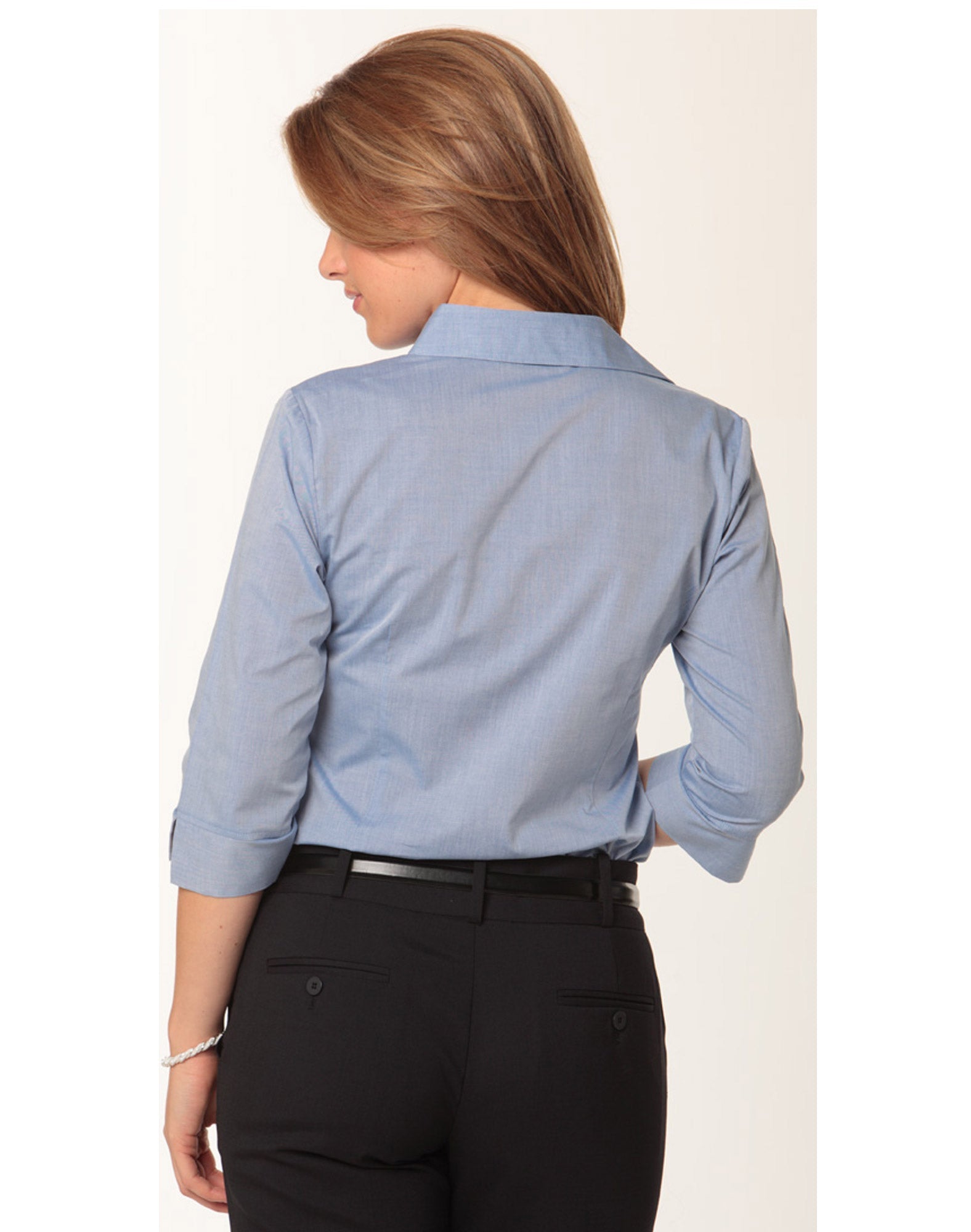 Benchmark M8013 Women's Fine Chambray 3/4 Sleeve Shirt