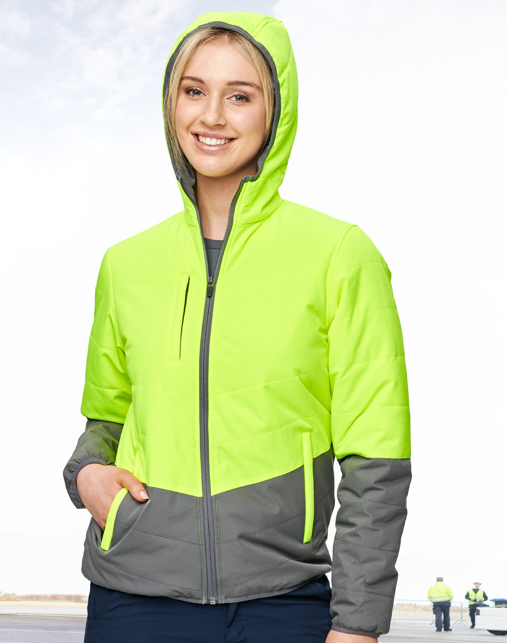 AIW SW80 UNISEX HI VIS MODERN STYLING HOODED PUFFER JACKET