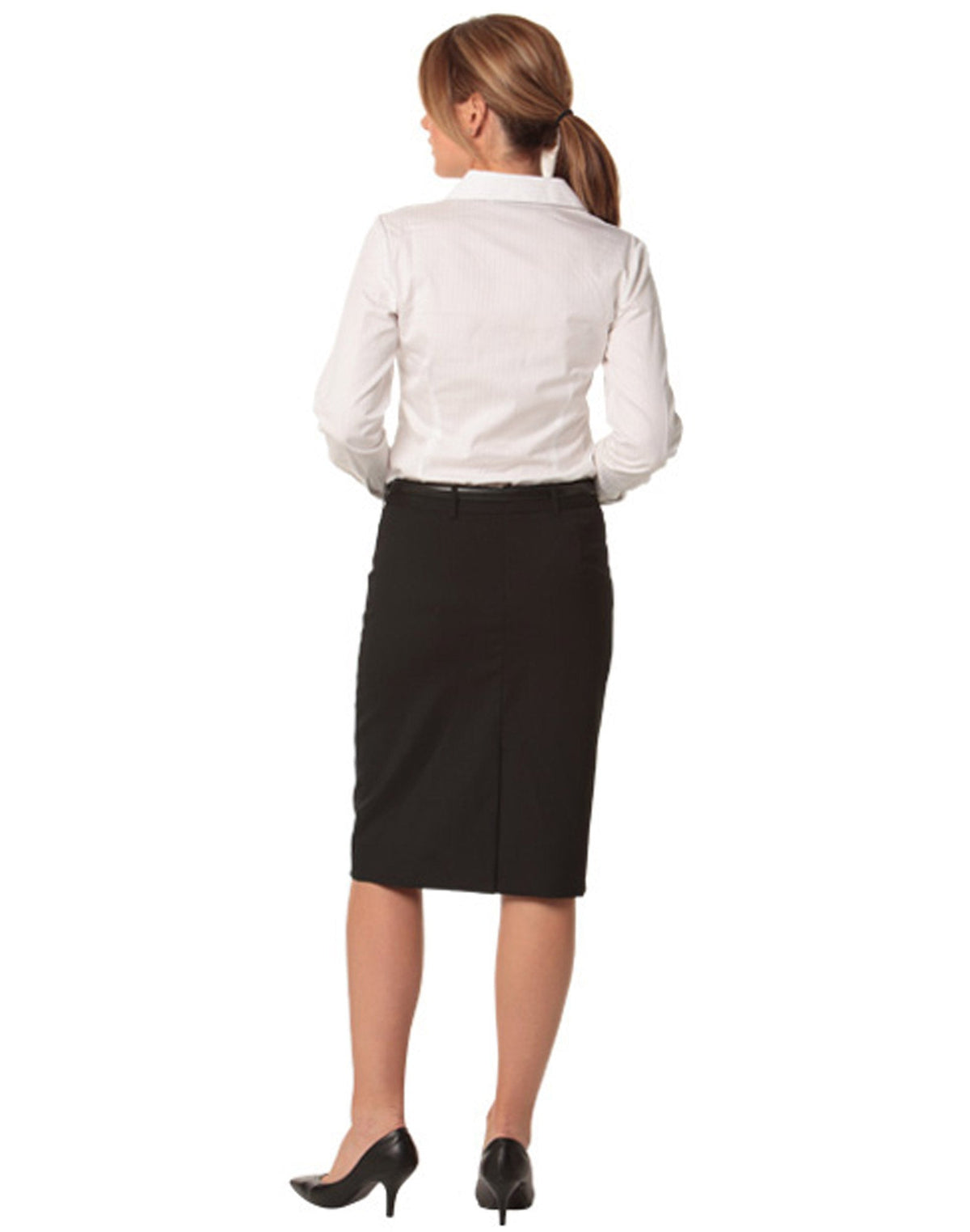 M9470 Women's Wool Blend Stretch Mid Length Lined Pencil Skirt