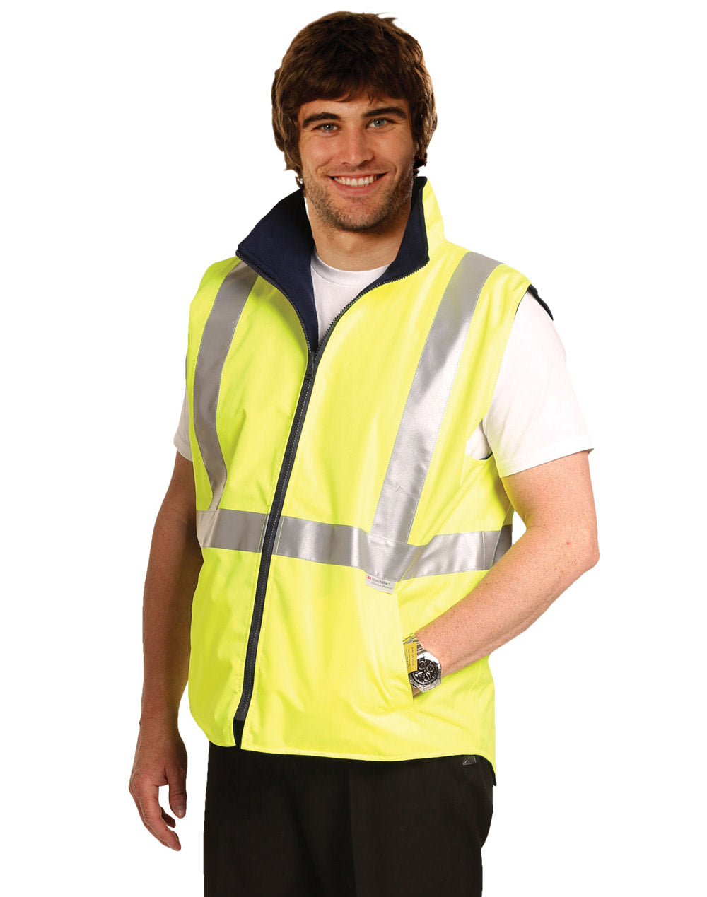 AIW SW19A HI-VIS REVERSIBLE SAFETY VEST WITH 3M TAPES