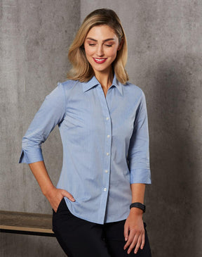 Benchmark M8013 Women's Fine Chambray 3/4 Sleeve Shirt