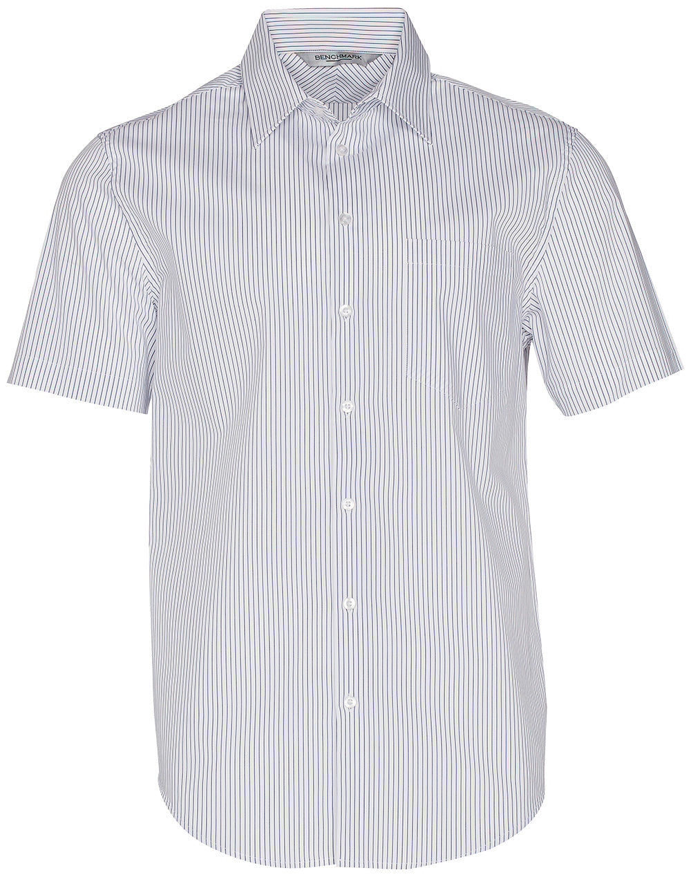 Benchmark M7200S Men's Ticking Stripe Short Sleeve Shirt