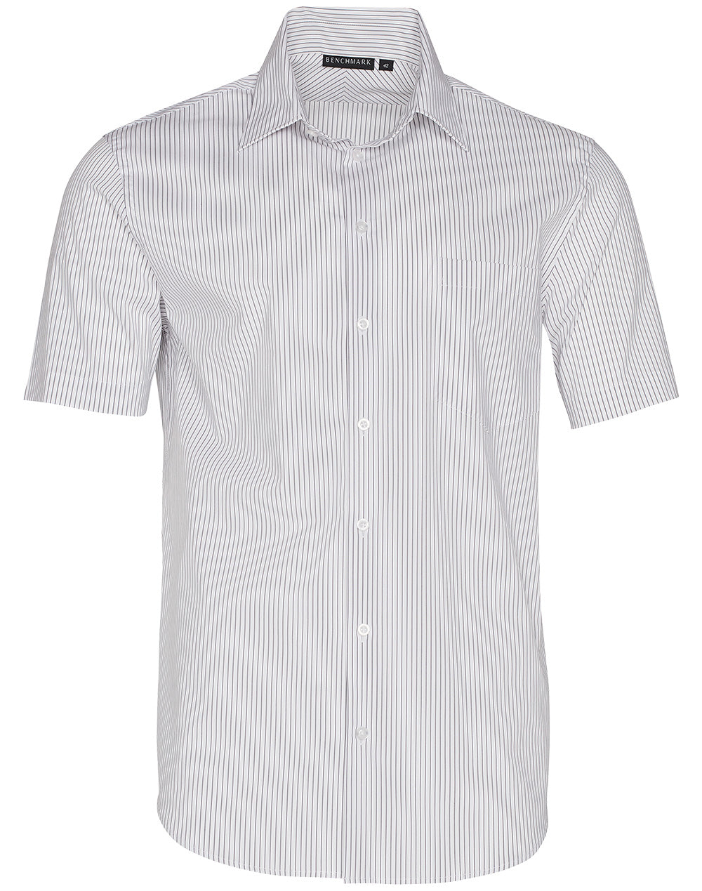 Benchmark M7200S Men's Ticking Stripe Short Sleeve Shirt