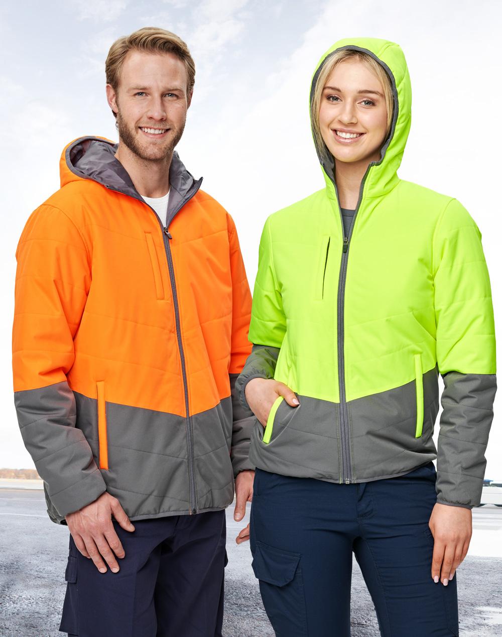 AIW SW80 UNISEX HI VIS MODERN STYLING HOODED PUFFER JACKET