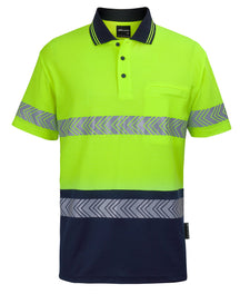 JB's Wear HI VIS (D+N) COTTON BACK S/S SEGMENTED TAPE POLO 6HMSS