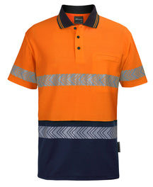 JB's Wear HI VIS (D+N) COTTON BACK S/S SEGMENTED TAPE POLO 6HMSS