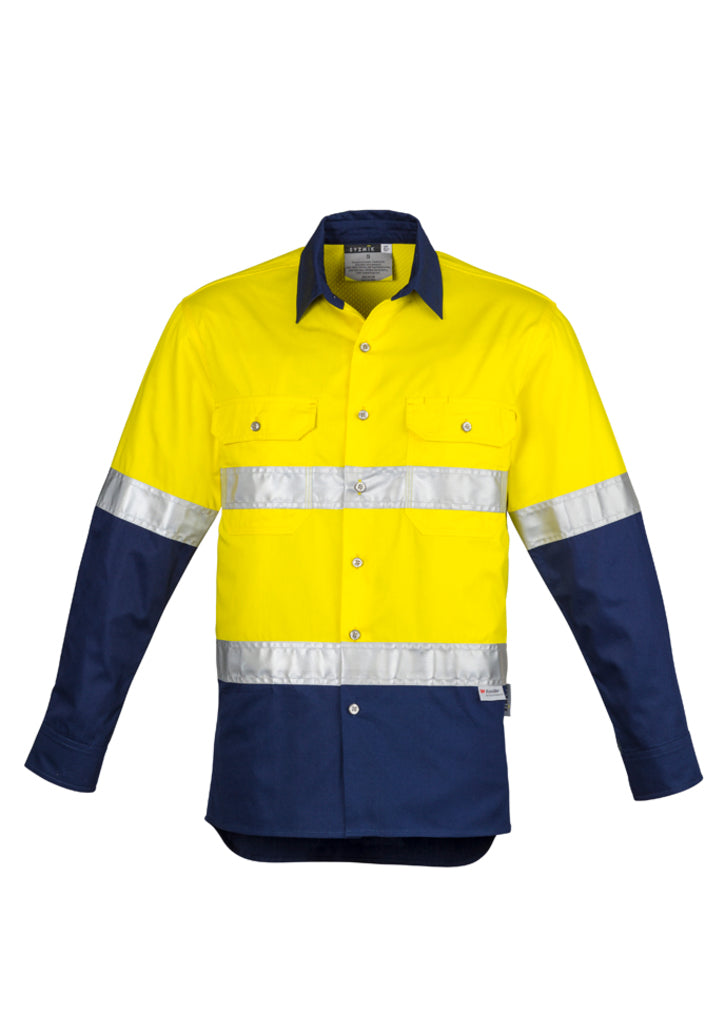 Syzmik Mens Hi Vis Spliced Industrial Shirt - Hoop Taped ZW123