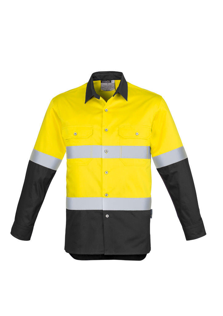 Syzmik Mens Hi Vis Spliced Industrial Shirt - Hoop Taped ZW123