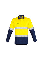 Syzmik Mens Hi Vis Closed Front L/S Shirt - Hoop Taped ZW550