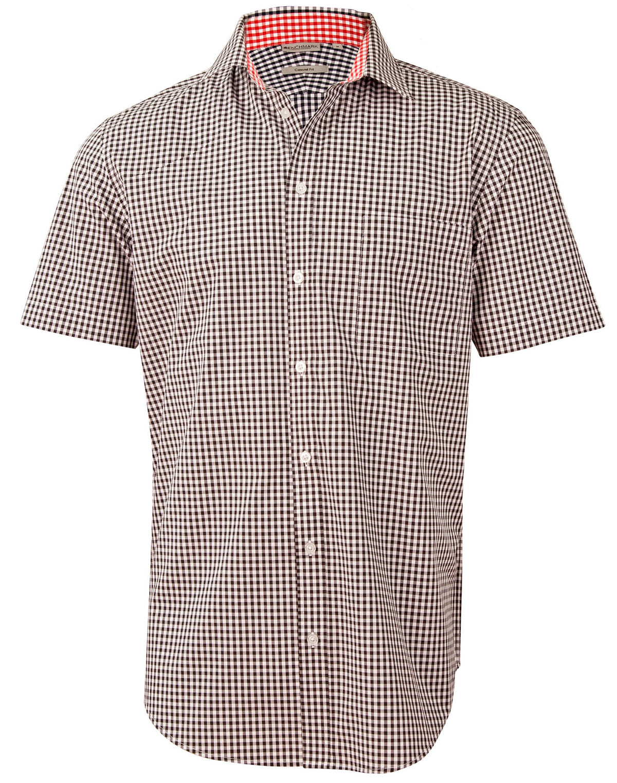 Benchmark M7330S Mens Gingham Check Short Sleeve Shirt