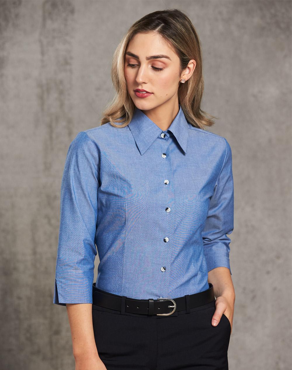 Benchmark BS04 Ladies' Chambray 3/4 Sleeve